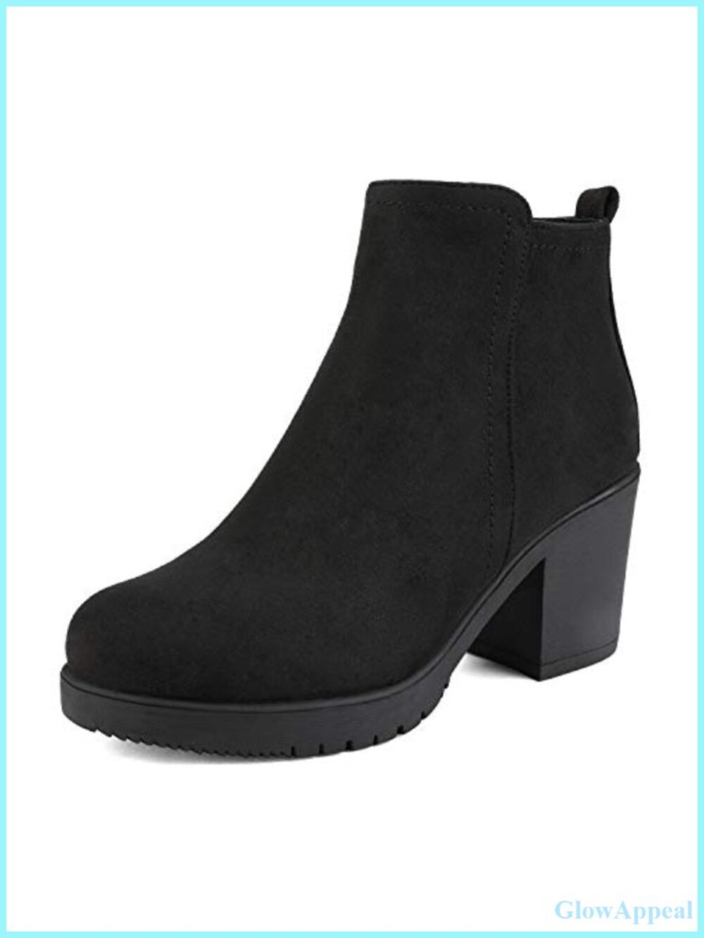 Women's Faux Suede Block Heel Ankle Booties Side Zip Chunky Chelsea Boots